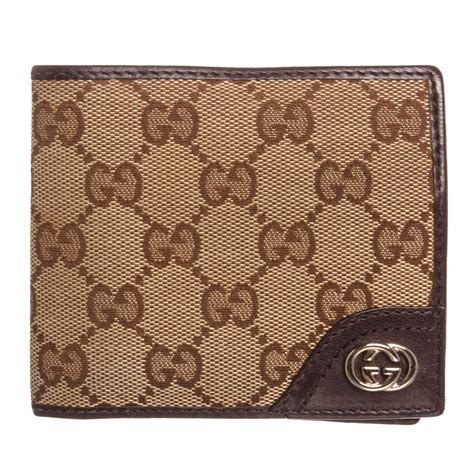 gucci gg leather bifold wallet beige